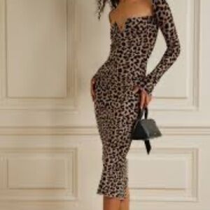 Knit leopard ‘Freya’ midi dress by Galvan London